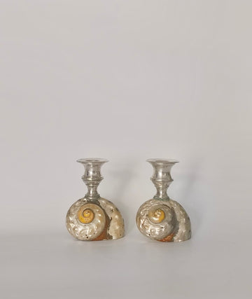 Antique Shell Candleholders