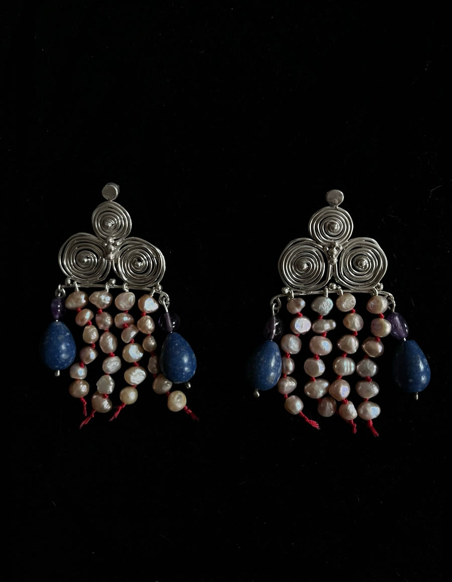 Spirals and Pearls Earrings