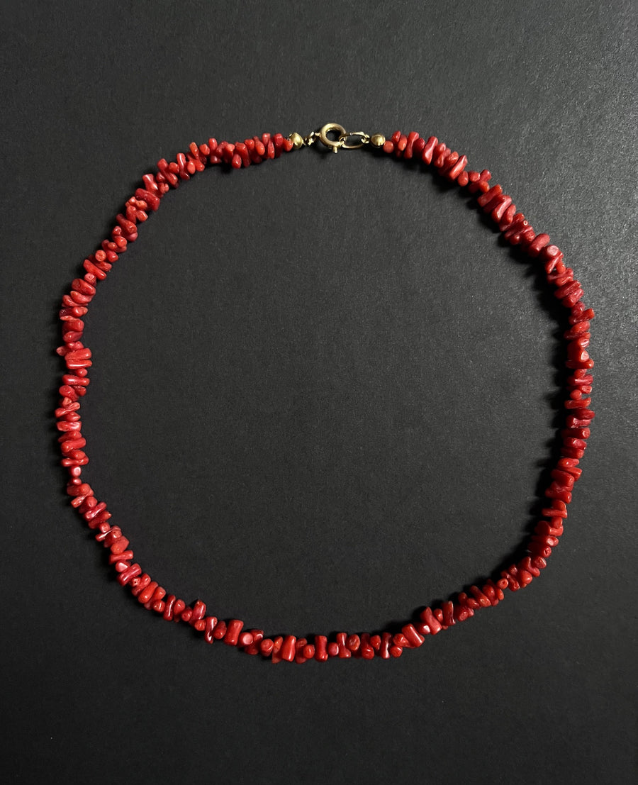 Antique coral bone bead necklace