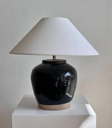 Antique glazed ceramic lamp II