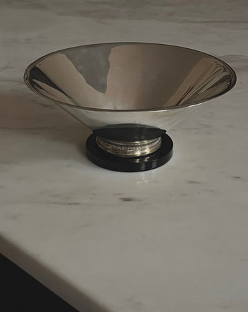 Art Deco Bowl on Wooden Pedestal