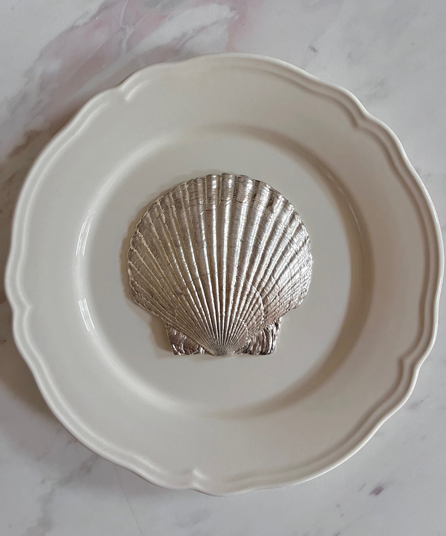 Silver Plated Fossil Shell Plate