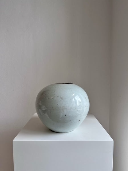 Antique white-gray glazed ceramic vessel